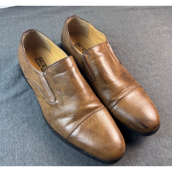 Miralto Mens Brown Leather Slip On Dress Shoes Loafers Size 11 - Picture 1 of 6